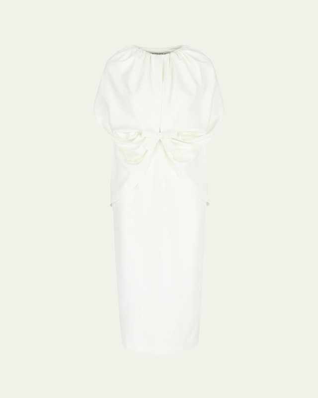 Ruched Waist Long Cape Dress